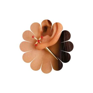 Imagem de Sttiafay Brincos góticos de espada de adaga de cristal vermelho, espada rubi, orelha, jaqueta, brincos de espada dourada, brincos punk, punhal, gota, joias para mulheres e meninas, Zinco, Sem pedra