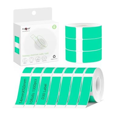 Imagem de PARLAIM Fita adesiva pequena forte à prova d'água papel de impressão térmica para escritório e casa de substituição 1/2X1 7/8 polegadas (14 x 50 mm) 10 rolos 1300 etiquetas aqua