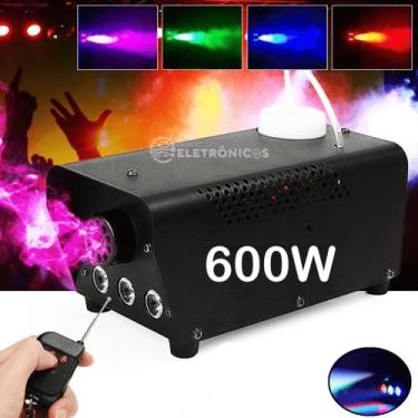 Imagem de Maquina De Fumaça 600W Profissional 3 Leds Rgb 2 Controles Com Fio E S