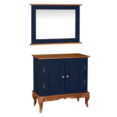 Imagem de Gabinete para Banheiro com Espelheira Dália 3050 Linz Móveis, Azul Pet