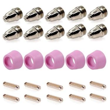 Imagem de Kit 10 Bicos 10 Eletrodos Tocha De Corte Plasma Ag60 + 5 Bocal - Maqpo