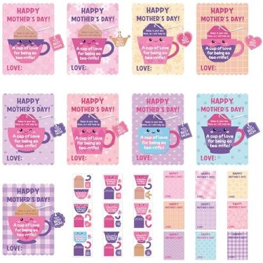 Imagem de Haooryx Kits de artesanato para o Dia das Mães para crianças – 45 conjuntos faça você mesmo xícara de chá do amor kits de fazer cartões comemorativos Faça sua própria festa do dia das mães, cartões de