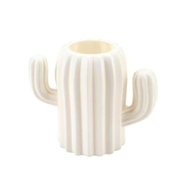 Imagem de Porta-Canetas Organizador de Mesa de Cacto Para Mesa, Organizador de Lápis, Escola, Escritório, Acessórios de Mesa Fofos (Branco)