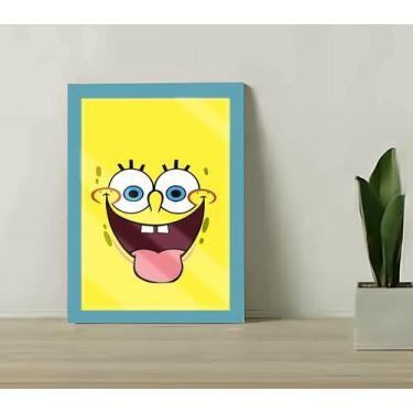 Imagem de Quadro Infantil Bob Esponja Sala Quarto C/ Vidro 33x25cm A4 - Genérico