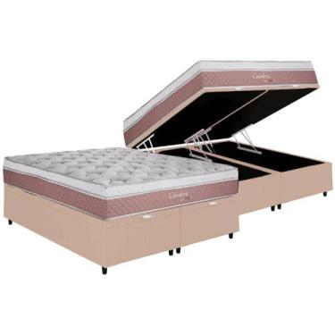 Imagem de Cama Box Baú Casal Bipartida  com Colchão Herval Coimbra Molas Maxspri