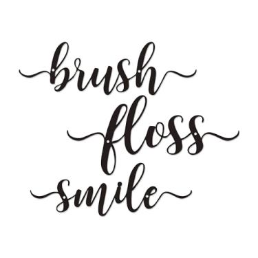 Imagem de Xedatric 3 peças escova fio dental sorridente decoração de parede de metal decoração de escritório odontológico dente dente decoração de casa de banho, presentes de higiene dental