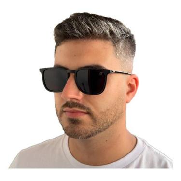 Imagem de Oculos De Sol Quadrado Preto Unissex Proteção Uv400 Original - Finoti,