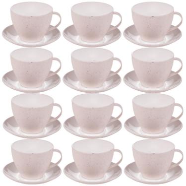 Imagem de Xícara de chá com pires 200ml Gourmet marmorizado com 12 unidades Plasutil ref.370