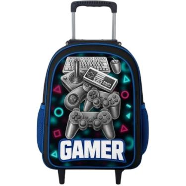 Imagem de Mochila Rodinha Masculina Escolar Infantil Menino Reforçada Gamer