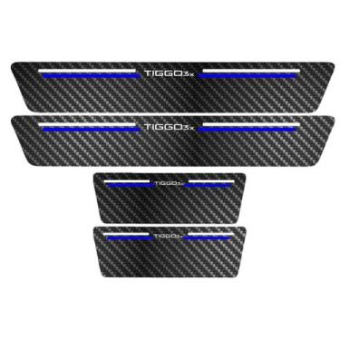 Imagem de Kit Soleira Protetora Porta Premium Blue Carbono Tiggo 3x  - Jhow Ades