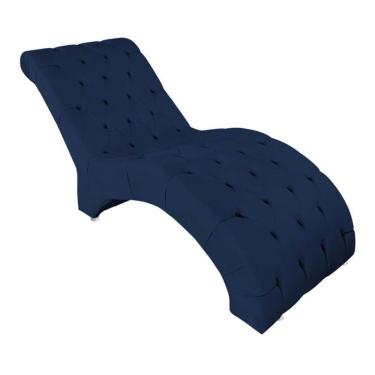 Imagem de Recamier Divã Espreguiçadeira Para Sala Cliníca Estética Talita Suede Cor:azul Marinho