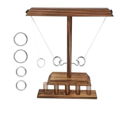 Imagem de KUKTRCV Wooden Ring Toss Game - Classic Hook and Ring Toss Game for Adults - Fun Bar Top Game for Parties and Family Gatherings - Large ﻿ ﻿