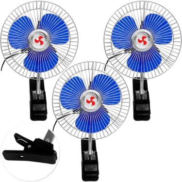 Imagem de Kit 3 Mini Ventilador Veicular Carro Ônibus Caminhão De 15cm