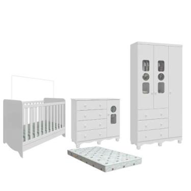 Imagem de Quarto Bebe Completo Dorabelly Dyte MDF 3 Pt + Colchão - Moveis Peroba