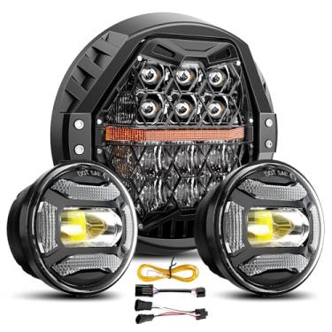 Imagem de LX-LIGHT Farol De Led Para Motocicletas 7'', 1200% Brilhante, 180W, Aprovado Pela Dot, Com Luzes Cruzamento 4,5'', Compatível Road King Glide Street, Electra Ultra Limited, Trike, Heritage Softail F