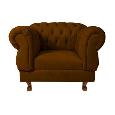Imagem de Poltrona Elisabeth Chesterfield Capitone Veludo Terra Cota Decorativa 