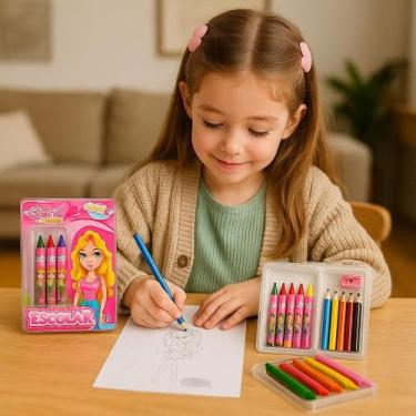 Imagem de Estojo Maleta Pintura Colorir Desenho Infantil Material Escolar Cadern