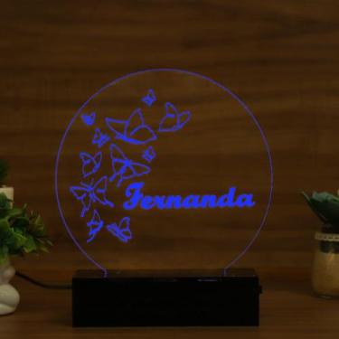 Imagem de Luminária Abajur Borboletas Voando LED Azul - Bold