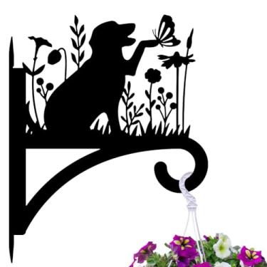 Imagem de Peacoblue Suporte de cabides de ferro para pendurar plantas internas ao ar livre, vasos de samambaia, lanterna, alimentador de pássaros, sinos de vento, suportes de parede de metal resistente a