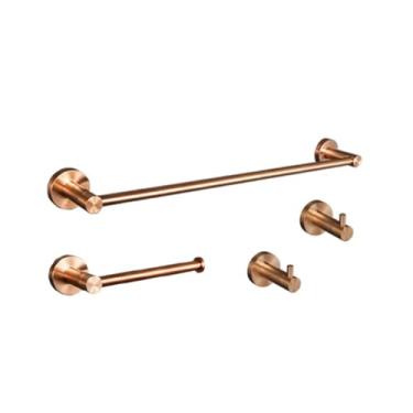 Imagem de Suporte de toalha de parede em aço inoxidável escovado ouro rosa, gancho para roupão de banho, saboneteira, lava-louças, conjunto de banheiro (4 unidades)