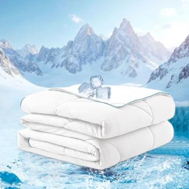 Imagem de warmcloud Cobertor refrescante king size cobertores refrescantes para pessoas que dormem quentes edredom respirável refrescante verão edredom fino cama king size edredom branco