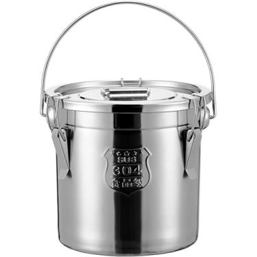 Imagem de Lata De Leite De Aço Inoxidável Com Tampa De Travamento, Recipientes De Armazenamento De Alimentos Para Chá Café Farinha De Arroz óleo De Grão Armazenamento úmido Seco, 30 * 30CM/30L