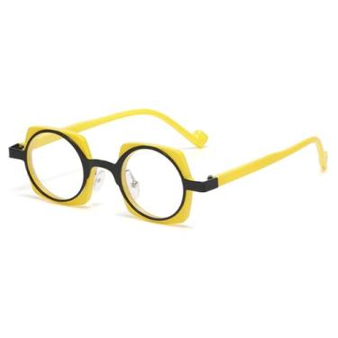 Imagem de Óculos de sol da moda femininos retrô, cor de doce, transparente, lente anti-luz azul, masculino, armação, preto, amarelo, transparente, A