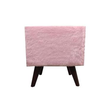 Imagem de Puff Pé Palito Redondo Não É Segredo Astracan Pelúcia Rosa