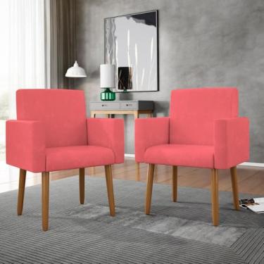 Imagem de Kit 2 Poltronas Decoração Sala de Estar Recepção Salão - Balaqui Cor:rosa