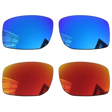 Imagem de Acefrog Lentes de reposição polarizadas de 1,5 mm para óculos de sol Oakley Gibston OO9449 61 mm, material atualizado, resistente a impactos - vermelho fogo e azul gelo polarizado - 1,5 mm