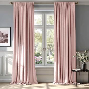 Imagem de MIULEE Cortinas de veludo rosa bebê com isolamento térmico, cortinas blackout para quarto, sala de estar, escurecimento de 246 cm, painéis de bolso para varão, conjunto de 2