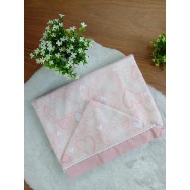 Imagem de Toalha de Banho CORAÇÕES ROSA  para Bebê Infantil com Capuz Forrada - 