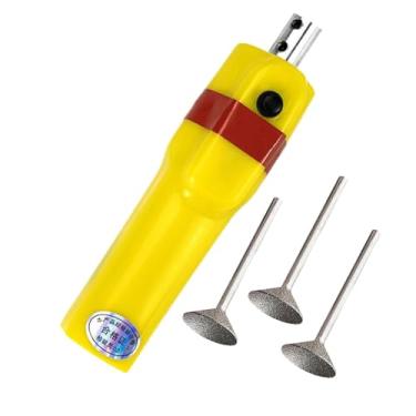 Imagem de KiBcsLic Ponta de taco de sinuca elétrica portátil, amarela, ferramenta de reparo profissional, 16x4,5x4 cm, máquina de polimento elétrica, 3 Dicas Grandes