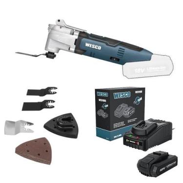 Imagem de Multiferramenta Wesco 18V com Bateria 2,0Ah, Carregador rápido e acess