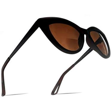 Imagem de SAMBA SHADES Óculos de sol bifocais incorporados para leitura, na moda, olho de gato, óculos de sol para leitura de grandes dimensões, para mulher, Castanho, L