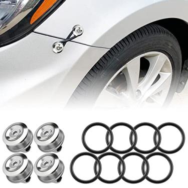 Imagem de Rolling Gears JDM Bumper Fixadores de Para-choques Traseiros Dianteiros de Liberação Rápida, 4 Peças (Prata), 4 x O-Ring