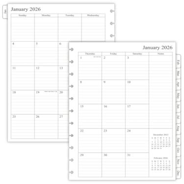 Imagem de newestor Refil de agenda mensal 2025-2026 para cadernos de 11 discos, outubro de 2025 a dezembro de 2026, duas páginas por mês, tamanho carta, 21 cm x 28 cm