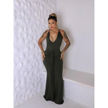 Imagem de Vestido Longo Sereia Drapeado no Bumbum Babado - luh may, Verde, M