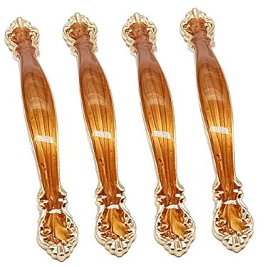 Imagem de Puxador criativo para móveis - Maçaneta de porta de estilo europeu, conjunto de 4 alavancas de armário de liga de alumínio, puxadores simples de móveis para gaveta de armário de sapatos (vermelho