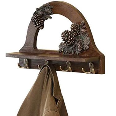 Imagem de Cabide de parede rústico montado na parede, decoração de parede de estilo europeu, gancho criativo estilo country, cabide de parede resistente, para bolsa de toalha, chapéu de pano