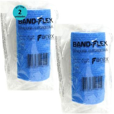Imagem de Atadura 10cm Azul Band Flex Autoadesiva Para Animais Farex Kit Com 2