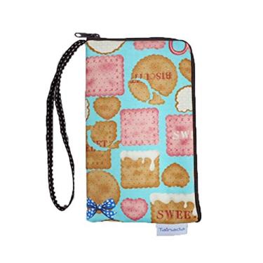 Imagem de Bolsa carteira feminina universal para celular, bolsa de transporte com zíper e dois compartimentos Tainada para iPhone Xs Max, XR, Xs, Samsung S10, S10+, LG G8, Moto Z4, Google Pixel 3 XG, 3A, Cookie Pattern Blue