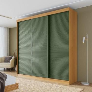 Imagem de Guarda-roupa Casal 3 Portas de Correr Ripadas Samambaia Cabecasa Madei