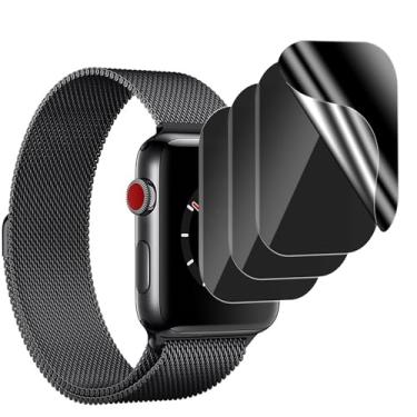 Imagem de PUKMCX Pacote com 4 protetores de tela de privacidade para Apple Watch Series 3/2/1 de 42 mm, [Sem vidro] [Atualização anti-espião] Película de TPU macia anti-peep sensível ao toque e anti-arranhões