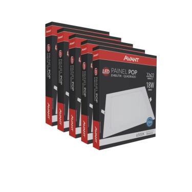 Imagem de Kit 5 Painel Led 18w Embutir Branco 6500k