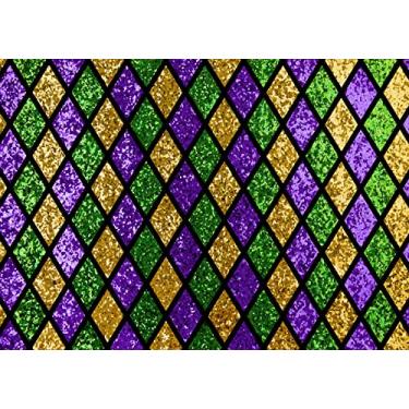 Imagem de BELECO Tecido de 3 x 2 m de fundo de carnaval carnaval verde roxo e dourado Paillettes diamantes baile de máscaras Mardi Gras decorações de festa de estúdio adereços para fotos