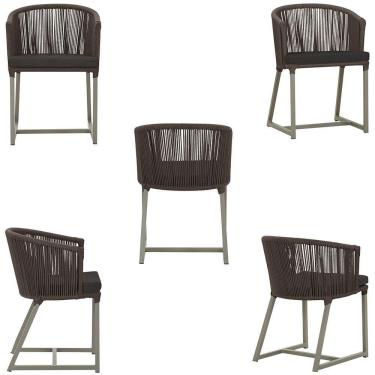 Imagem de 4 Cadeiras De Jantar Noronha Fendi Corda Náutica E9 Trama Marrom