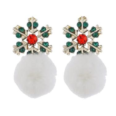 Imagem de Brincos de Natal para mulheres, brincos de floco de neve, globo de neve, brincos de floco de neve, brincos de bolas de neve, brincos festivos de Natal, presentes de festa de Natal para meninas, Zinco