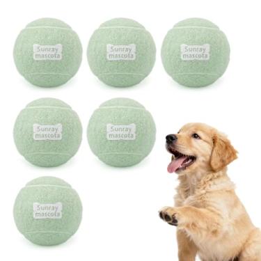 Imagem de Sunraymascota Bolas de tênis para cães de 6,3 cm, pacote com 6, salto silencioso, núcleo de borracha resistente, brinquedos de busca e treinamento duráveis para brincadeiras internas/externas, para