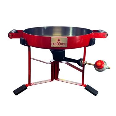 Imagem de FIREDISC Fogão de propano de mesa ultra portátil 215 em vermelho bombeiro TCGFD215R, 42 cm. O fogão de acampamento com disco de arado é um fogão portátil ideal, churrasqueira ou queimador de propano